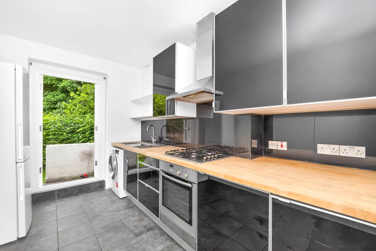 Kitchen with door out to the garden