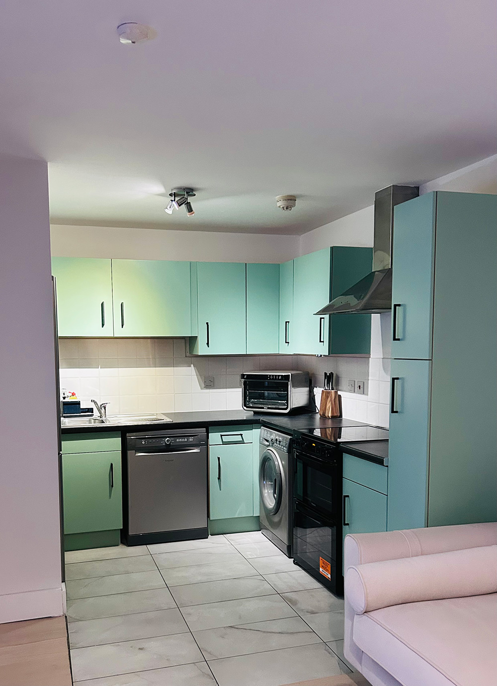 Sage green kitchen